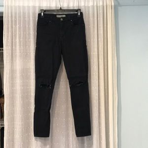 Topshop, Black, high waisted, ripped jeans